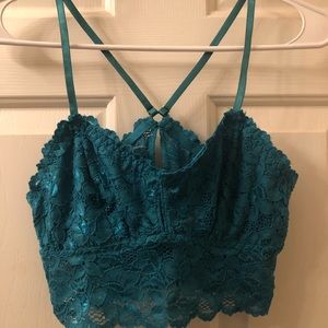 S/M teal/turquoise lacy bralette - NWOT